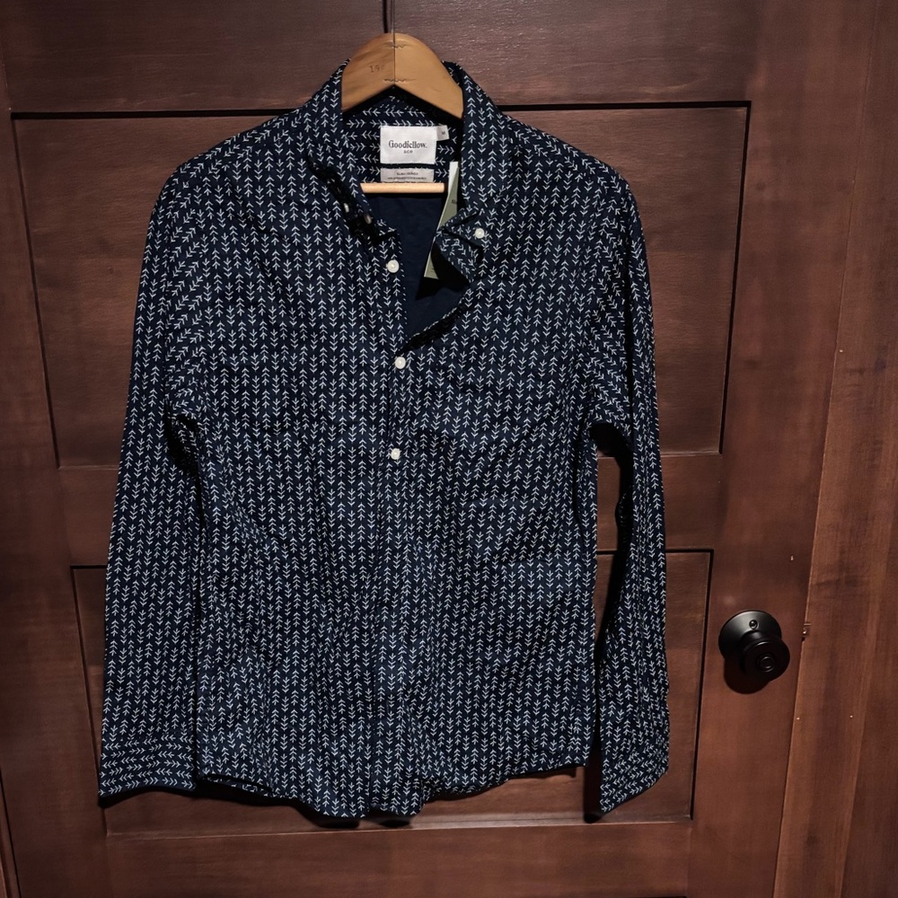 Goodfellow & Co Navy Patterned Button Down Shirt